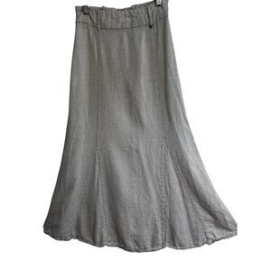 Enzzo Linen Blend Maxi Skirt | Neutral Beige Flowy Boho Minimalist Coastal Small